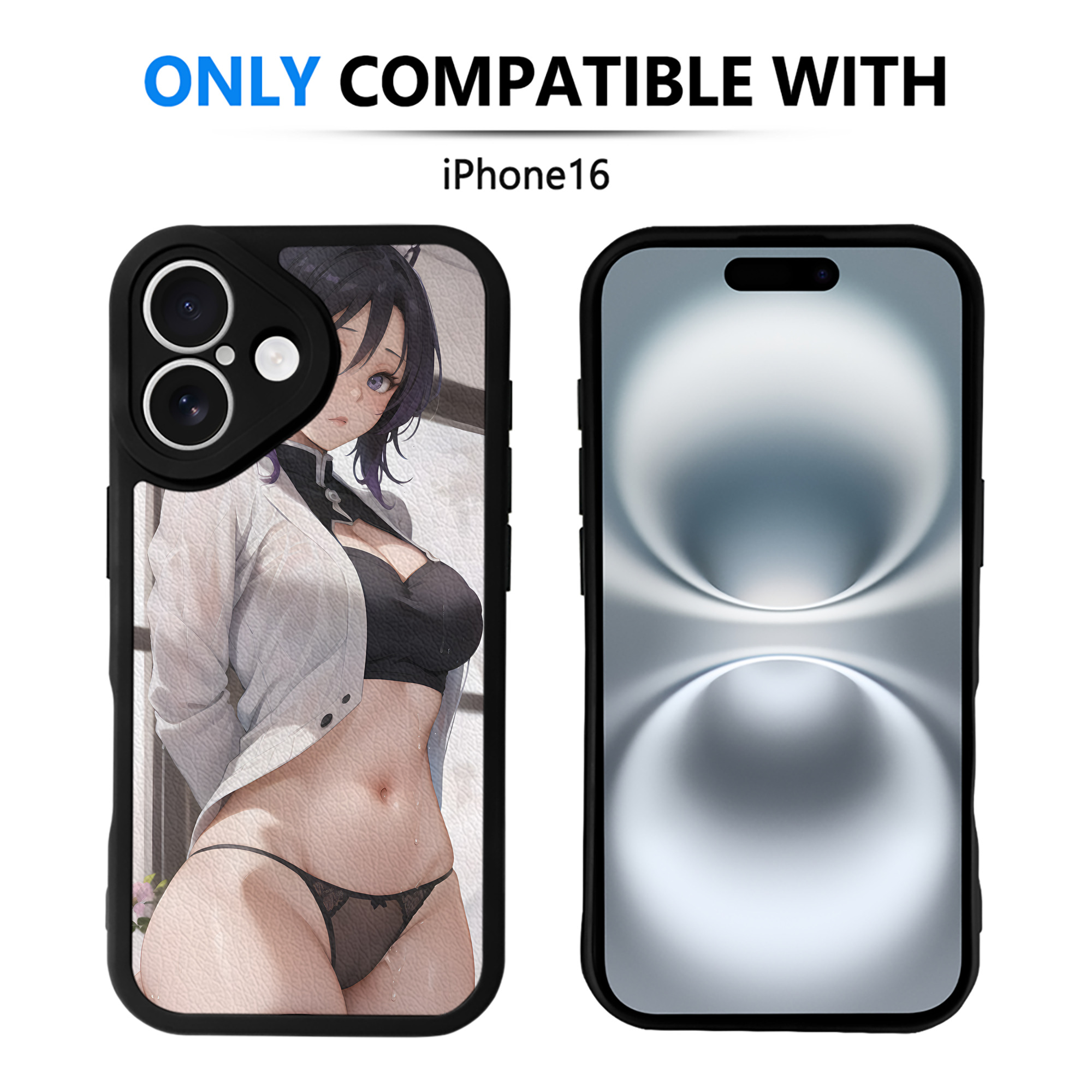 （画像用） 鬼滅の刃（きめつのやいば）蟲柱-胡蝶 しのぶ／こちょう しのぶ Kochou Shinobu 【iPhone 16シリーズ対応】シリコンスマホケース（レザー調） 材質：シリコン